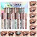 LANGMANNI 10 Pcs Liquid Glitter Eyeshadow,Metallic Shimmer Eyeshadow Sweatproof Makeup Set,Glitter Pressed All Highly Pigmented Blending Powder For Woman & Girl (10pcs)