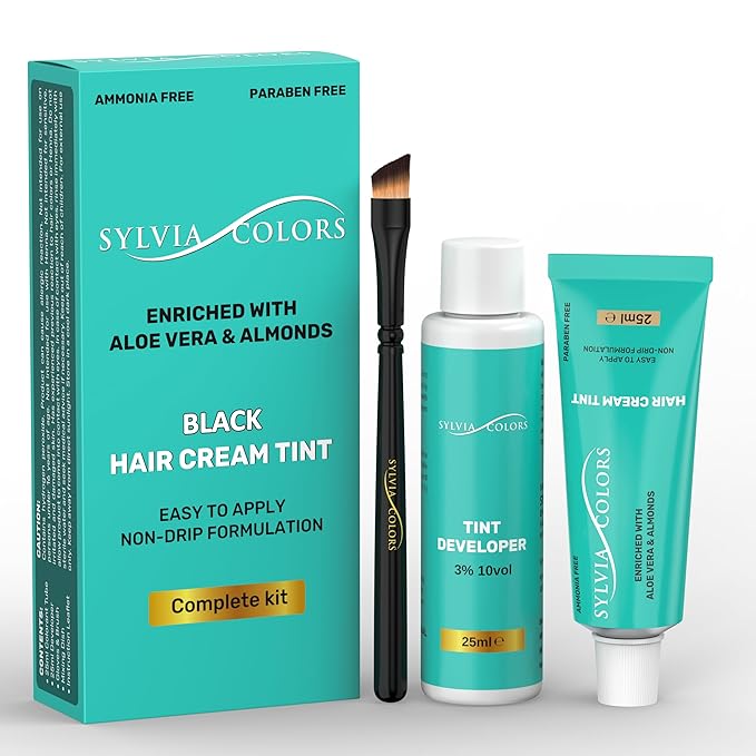 Professional Black Hair TINT KIT –Root Touch-Up Color, 25ml – Spot Coloring for Roots & Grays, Waterproof Formula, 40 Applications, Lasts 4-6 Weeks