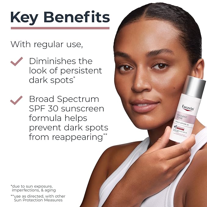 Eucerin Radiant Tone Daily Face Lotion with SPF 30, Dark Spot Corrector with Thiamidol, Face Moisturizer, All Skin Types, 1.7 Fl Oz Bottle