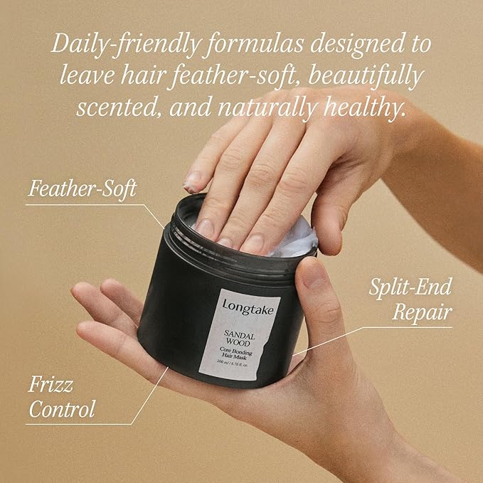 LONGTAKE Core Bonding Hair Mask - Bond Control & Internal Protein Filling with Peptides | Frizz Control, Split Ends Care | Hair Smooth, Glossy | For All Types (Black Tea & Fig Scent, 6.76 Fl Oz)