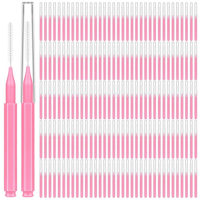MAPVOLUT 120 Pcs Micro EyeBrow Lash Brush with Cap - Professional Beauty Mini Spoolies for Makeup, Thuya Brow Lamination and Travel - Perfect for Makeup Artists, Beauty Lovers, and Gifting (Pink)