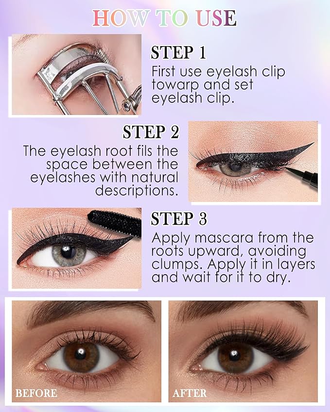 Green Mascara Liquid Eyeliner Set, Update Longlasting Waterproof Color Eye Liner Pen, 5D Silk Fiber Colored Mascara Volume and Length,St. Patrick's Day Party Stage Makeup Gift Kit for Women Girl-06