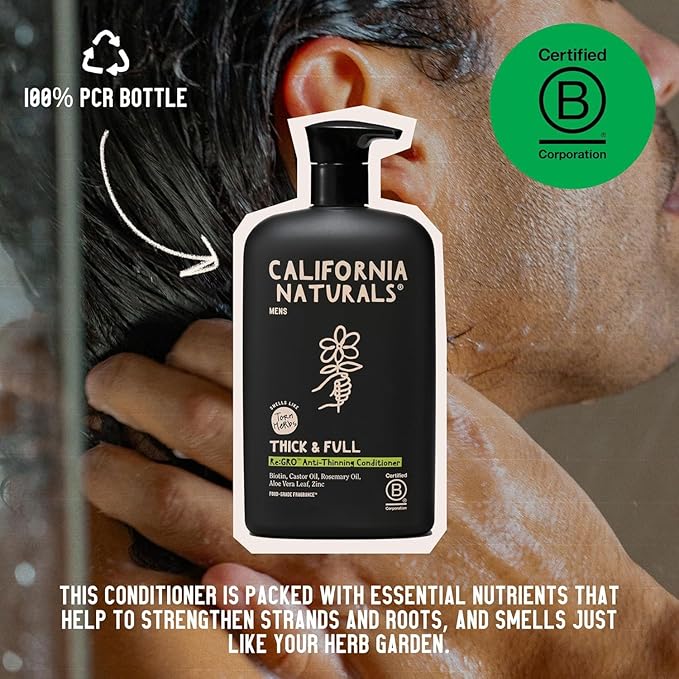 California Naturals Re:GRO Anti-Thinning Conditioner, Biotin, Caffeine & Rosemary Oil, Hair Loss & Thinning Support for Men, Sulfate Free, 20 fl oz
