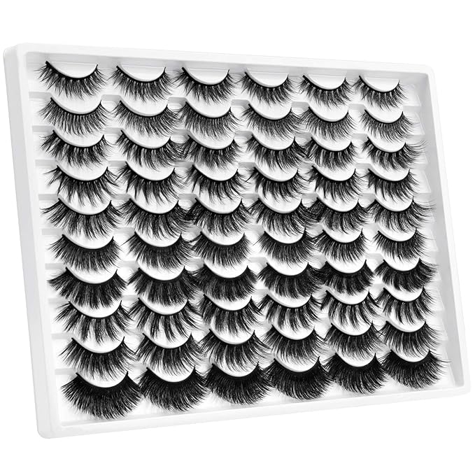 DYSILK Mink Lashes False Eyelashes - 30 Pairs 10 Styles Mixed Lashes Pack False Mink Eyelashes Wispy Fluffy Natural Look Eyelashes Long Lashes Soft Reusable