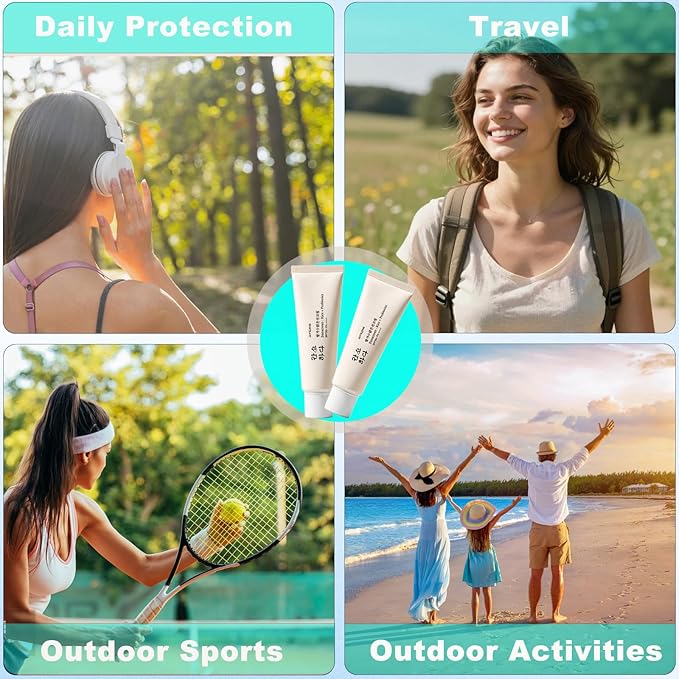 Korean Rice Mineral Sunscreen SPF 50+ Broad Spectrum PA++++ – No White Cast, Fragrance Free, Dewy Finish for All Skin Types, Daily UV Defense & Nourishing Face Protection, 1.7 oz 2-Pack