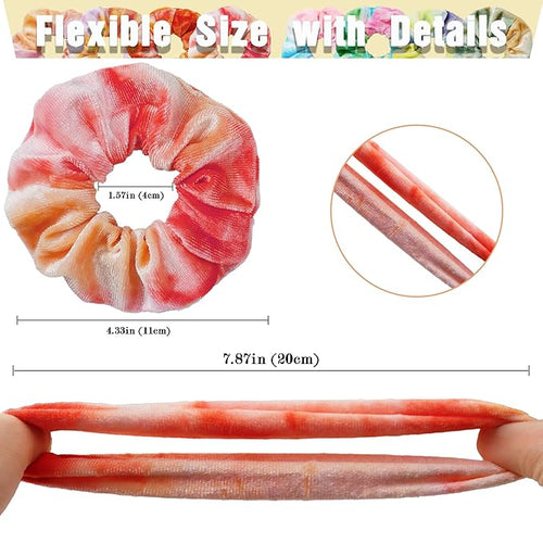 12 Pcs Scrunchies for Women, Tie Dye Velvet Scrunchies for Hair, Soft Elastic Hair Bands for Girls, Rainbow Colorful Ponytail Holder for Teens Favors(Rainbow Tie-Dye)