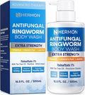 Antifungal Ringworm Treatment Body Wash - Antibacterial Wash with 1% Tolnaftate & Tea Tree Oil for Ringworm, Jock Itch, Tinea, Back Acne & Foot Odor on back, chest, groin, feet for Men and Women 500ml
