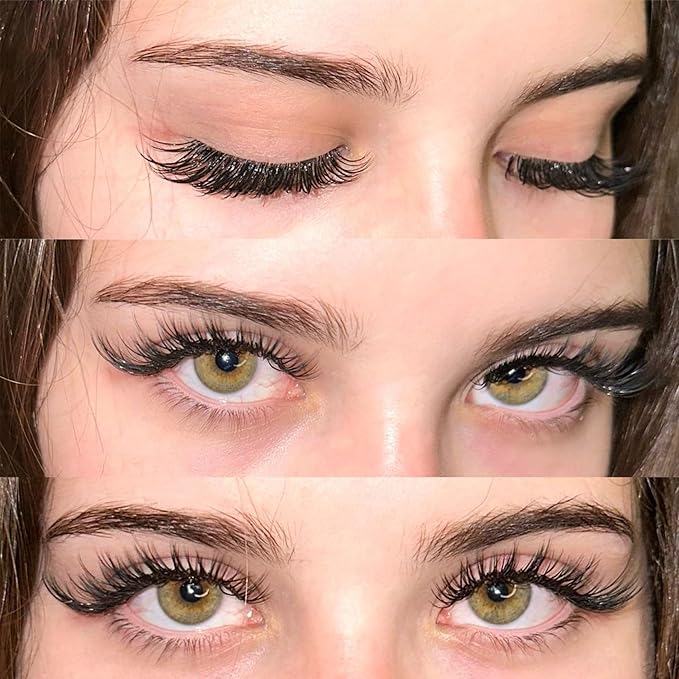 Wispy Lash Clusters Fluffy Eyelash Clusters 10-12-14mm Natural Cluster Eyelash Extensions Wide Band Lashes Clusters C Curl Individual Lashes DIY Lash Extension for Daily Clean Makeup by TNFVLONEINS