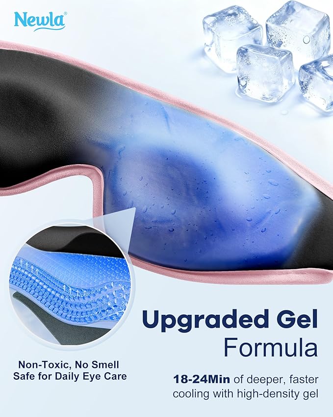Upgraded Cooling Gel Eye Mask for Puffy Eyes: Larger Full-Eye Cover Design for Ice Cooling Relief, Reusable Cold Compress for Dark Circles, Eye Bags, Fatigue & Migraine(Pink)