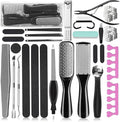 EKOCSIO Professional Pedicure Kit, 36 in 1 Stainless Steel Foot Care Kit Foot Rasp Dead Skin Remover for Home & Salon Care, Black