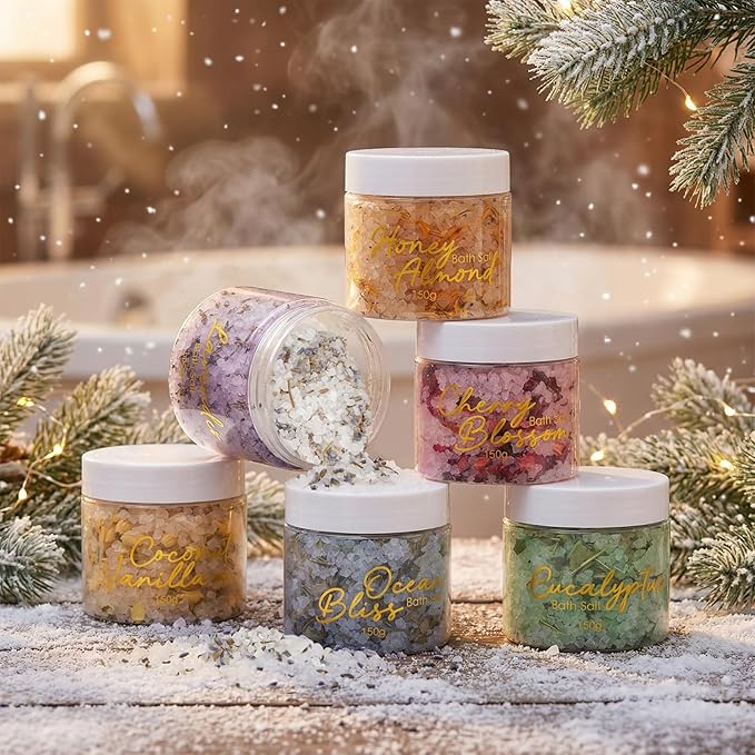 Gifts for Women & Men - 15 Pcs Luxurious Spa Gift Set Bath and Body Gift Set for Mom Dad | Perfect Valentines Day, Christmas, Mothers Day, Birthday Gifts with 6 x 150g Bath Salt 6 x 100g Bath Bomb
