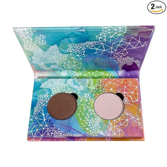 Honeybee Gardens Mini Skinny Duo Eye Shadow Compact in Tippy Taupe and Porcelain, Longlasting, Refillable & Customizable, Vegan, 26mm Pans