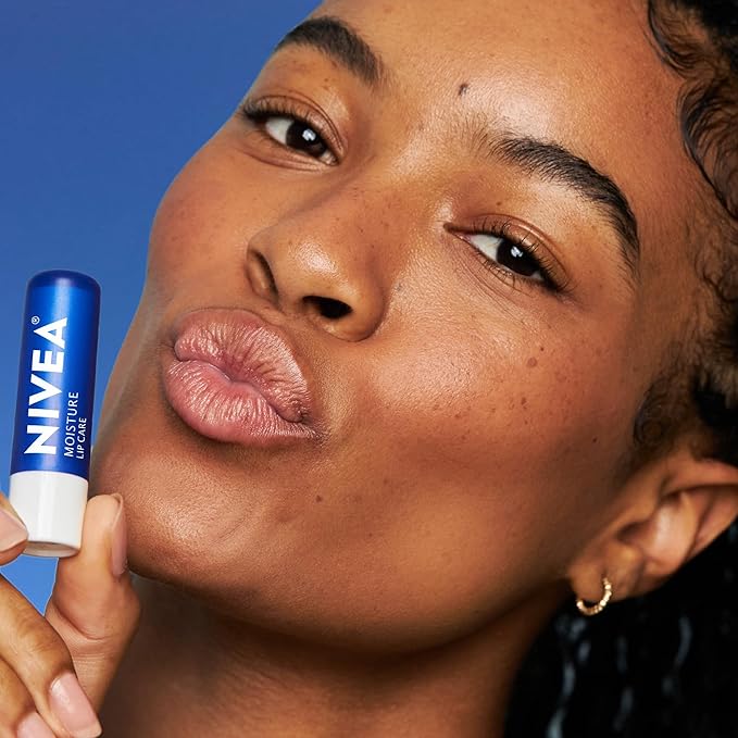 NIVEA Moisture Lip Care, Hydrating Lip Balm with Shea Butter, Nourishing Oils and Vitamin C & E, 3-in-1 Moisture, Repair and Nourish, 0.17 Oz Stick, Pack of 48