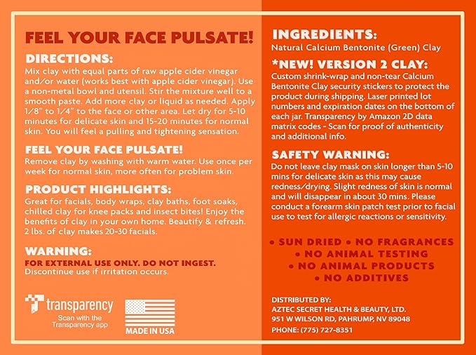 Aztec Secret – Indian Healing Clay 16 Oz – Deep Pore Cleansing Facial & Body Mask – The Original 100% Natural Calcium Bentonite Clay – New Version 2