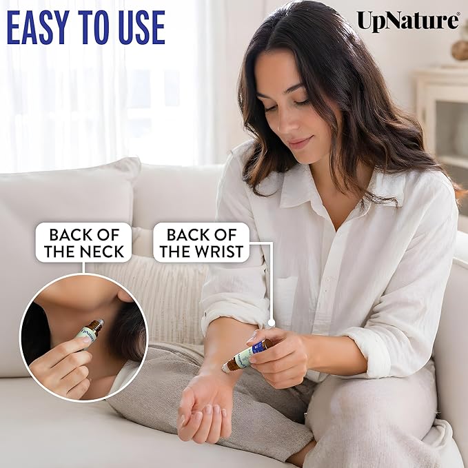 UpNature Breathe Essential Oil Roll On Blend – Natural Breathing Support - Premium Quality Essential Oils for Skin - Pure Blend of Peppermint, Tea Tree & Eucalyptus Oil