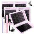 WENDY LASHES Clusters Kit 60D+80D+80D+100D+100D+200D 1680Pcs Wispy Eyelash Clusters 10-18mm Natural DIY Lash Extension Kit D Curl for Beginners