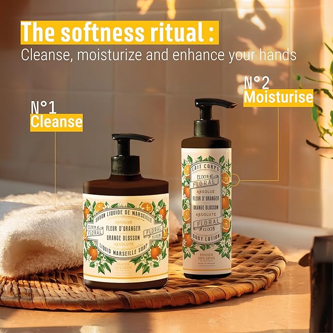 Panier des Sens – Orange Blossom Hand & Body Lotion for Dry Skin - Hydrating Body Cream for Women - Nourishing Fluid Body Moisturizer Shea Butter & Olive Oil 97% Natural Ingredients Body Care 8.45Floz