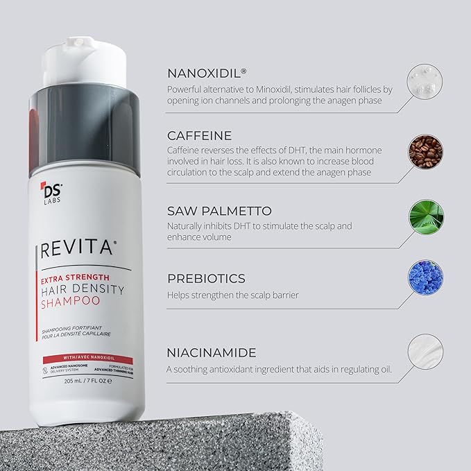DS Labs Revita Extra Strength Shampoo, 205mL – Scalp First Cleanse for Fuller, Thicker Looking Hair, Lightweight Hydration, Sulfate Free, Color Safe, For Men & Women