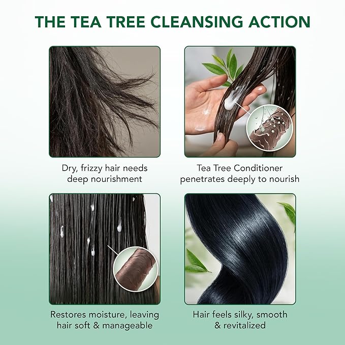 Botanic Hearth Tea Tree Conditioner | For All Hair Types | Fights Dandruff & Dry Scalp | With Vitamin C, Peppermint Oil, Rosemary & Lavender Oil | Sulphate & Paraben Free | 16 Fl Oz