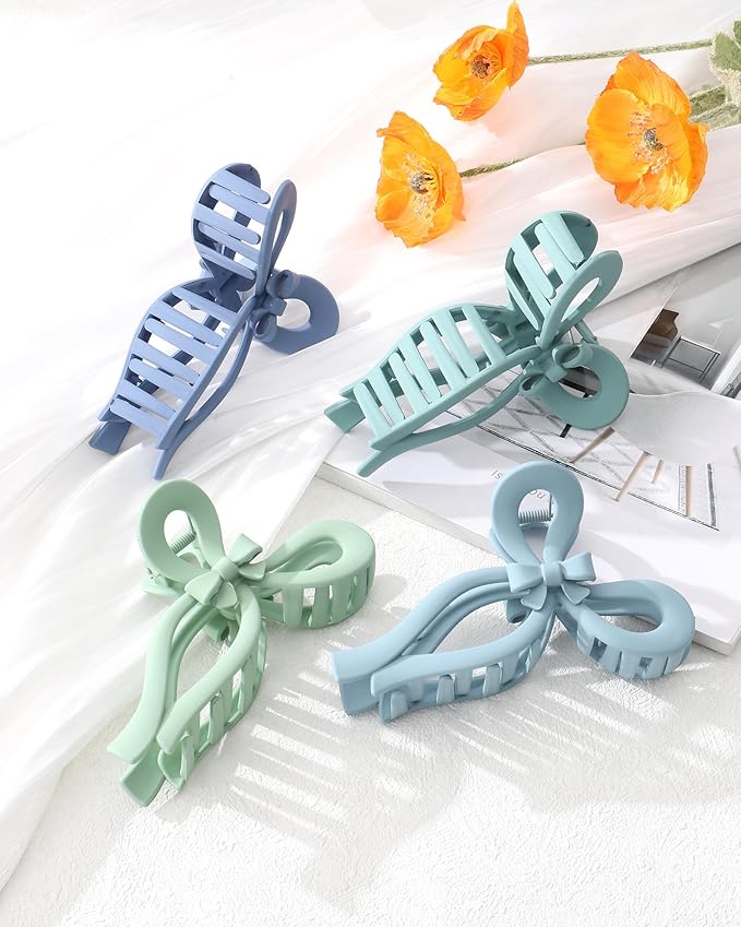 4 PCS Bow Hair Clips for Women Bow Claw Clip 5" Extra Large Hair Claw Clips for Thick and Long Hair Cute Bows Big Clip Mother’s Day Gift for Mom