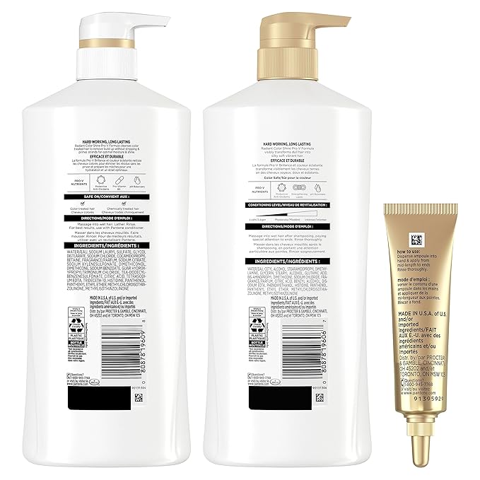 Pantene Shampoo, Conditioner and Hair Treatment Set, Radiant Color Shine, Safe for Color-Treated Hair