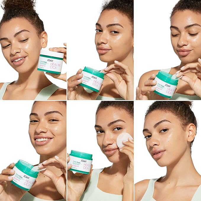 JOAH Heal Me CICA Face Toner Pads, Centella Asiatica for Soothing, Calming, Balancing Sensitive and Irritated Skin, Korean Skincare, Cruelty-Free pH 5.5, Hypoallergenic, 50 Pads