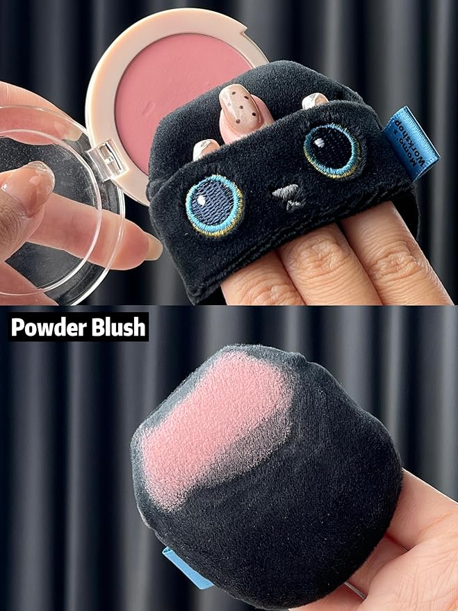 Momo's Workshop Face Fluffy Powder Puff,Soft Plush Setting Powder Puff, Large Velour Makeup Puff for Loose Or Pressed Powders,Round Cosmetic Puff, Beauty Makeup Tool,1pcs