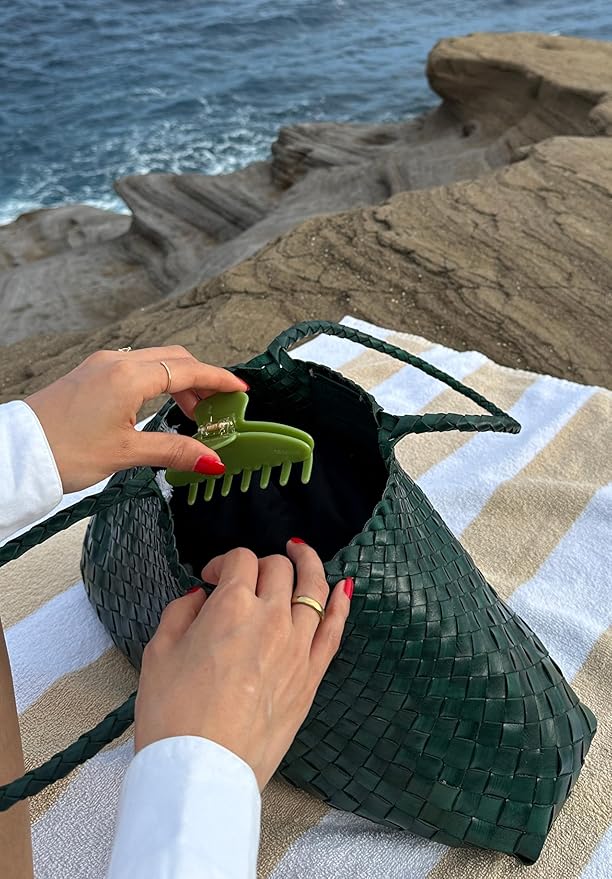 Luxury Green Claw Clip for Women | Our Large 4 Inch Hair Clip Creates Beautiful Half Ups, Secure Updos & Chic Daily Styles | Premium Acetate Claw with Secure Hold & Snag Free Teeth for Easy Styling