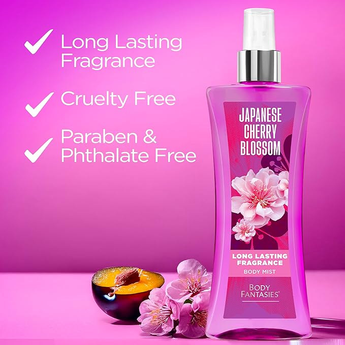 Body Fantasies Signature Fragrance Body Spray, Japanese Cherry Blossom, 8 fl oz (Pack of 2)