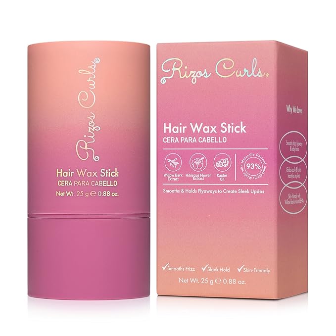 Rizos Curls Hair Wax Stick – Tames Flyaways & Smooths Edges with Castor Oil for Sleek Style – Adds Shine & Frizz Control for Every Hair Type Straight, Wavy, Curly, Coily 1a–4c – Sulfate & Paraben Free