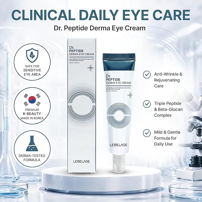 LEBELAGE Derma Eye Cream 1.35 fl oz | Lightweight Eye Moisturizer | Fast-Absorbing Daily Under Eye Cream for Smooth, Hydrated Skin Feel | Korean Skincare Routine (Peptide)