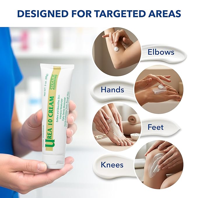 Urea 10% Cream with Vitamin E for Very Dry, Rough and Scaly Skin, Moisturizer for Hands, Feet, Elbows and Knees Inc, 3 oz