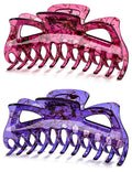 Thick Hair Super Large Clips Crystal Plastic Claw Clamps Hairgrips Clips Accessories for Women, 2 pack. (F)