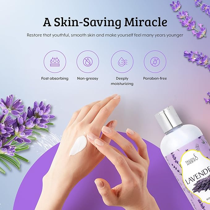 Home Spa Gift 10oz Deep Moisturizing Fragrance Body Lotion & 8 oz. Fine Fragrance Body Mist Set Luxury Self-Care Combo for Women and Girls (Lavender) – Mother's Day Gift for Mom