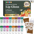 AZEN 24 Pack Lip Gloss Set, Clear Lip Gloss Bulk, Lip Oil for Dry Cracked Lips Moisturizing Hydrating Nourishing with Vitamin E, Mothers Day Gifts for Women