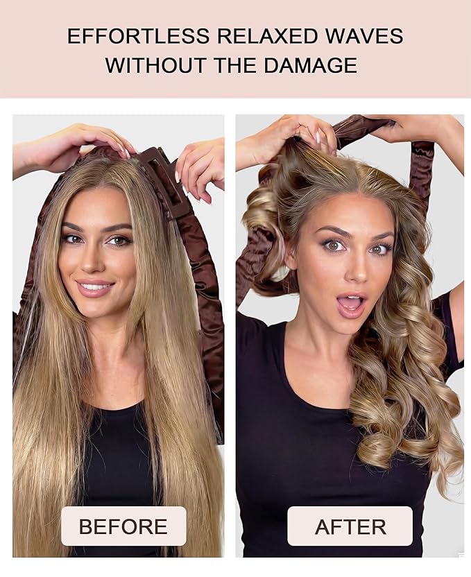 Satin Heatless Hair Curler Curling Rod Set - Soft Jumbo Large Flexi Rods Hair Rollers Curlers to Sleep In for Women, No Heat Heatless Curls Overnight Blowout Rods for Long Hair Volume Blowout Look