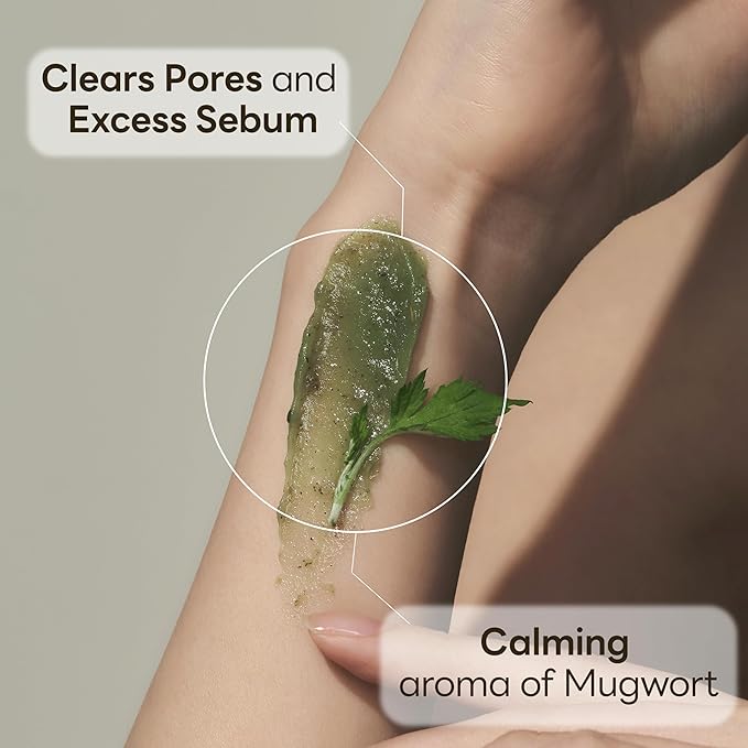 molvany Mugwort Clay Mask for Pores & Sebum Control Heating Wash-Off Mask to Reduce Puffiness & Calm Skin 3.52 oz