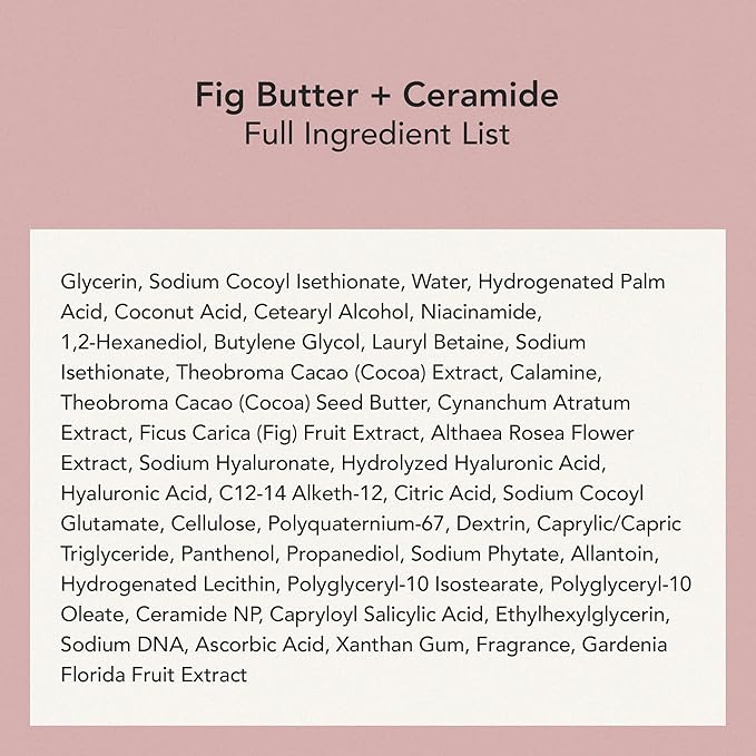 Whipped Korean Skincare Face Wash, Doubles as a Face Mask, Fig Butter, Deep Cleansing Vegan Facial Cleanser for Dry Skin and Barrier Care with Niacinamide, Hyaluronic Acid, Ceramides