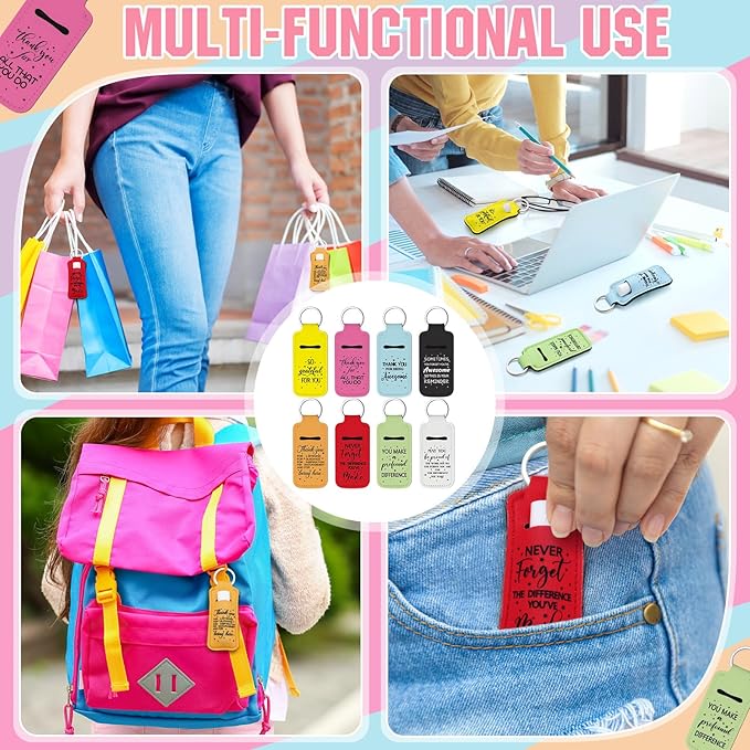 Ecation 72 Pcs Lipstick Holder Bulk Lipstick Holder Keychain Thank You Inspirational Lip Gloss Pouch Portable(Bright Colors)
