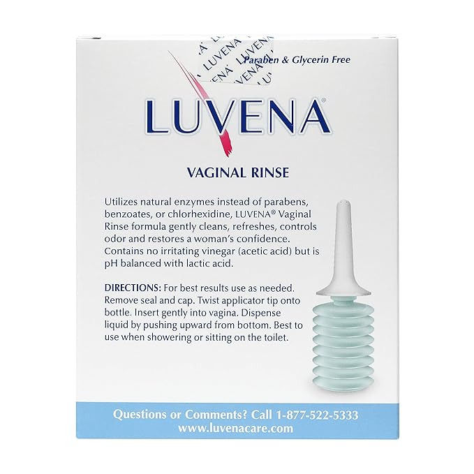 Luvena Vaginal Rinse for Women - Ultra-Gentle Intimate Cleansing Wash - pH Balanced, Lactic Acid & Natural Enzymes, Reduces Odor, Paraben Free - 3 oz (2 Pack)