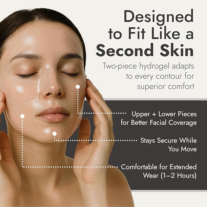 Collagen Gel Mask, Hydrogel for Reducing Redness, Sunburn & After Sun Care, Hydration, Soothing, Moisturizing, Made in Korea, 4 Sheets (Hydro Soothe)