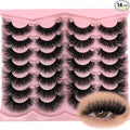 loladook Fluffy Lashes Mink Wispy Cat Eye Faux Mink Lashes Pack Soft Fake Strip Eyelashes 18mm Long Volume False Eyelashes Natural Look