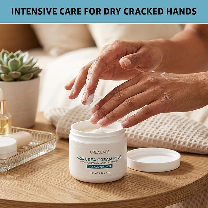 42% Urea Cream PLUS with 2% Salicylic Acid | High Strength Formula for Cracked Heels, Thick Calluses & Dry Rough Skin | Quick Absorbing Low Crystallization Hydrating Foot Moisturizer – 4 Oz