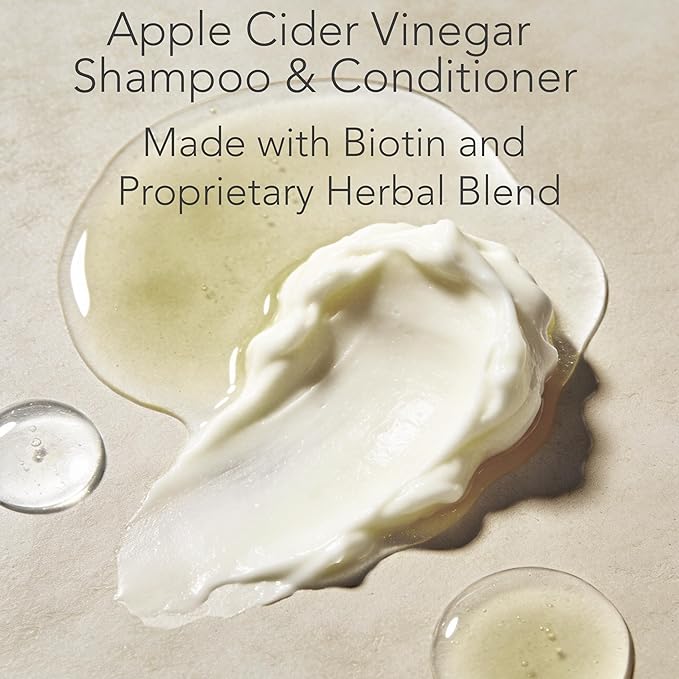 PURA D'OR Apple Cider Vinegar Thin2Thick Set (16oz x 2) ACV Shampoo & Conditioner, Clarifying - Biotin, Keratin, Caffeine, Castor Oil, Aloe - All Hair Types, Men & Women (Packaging may vary)