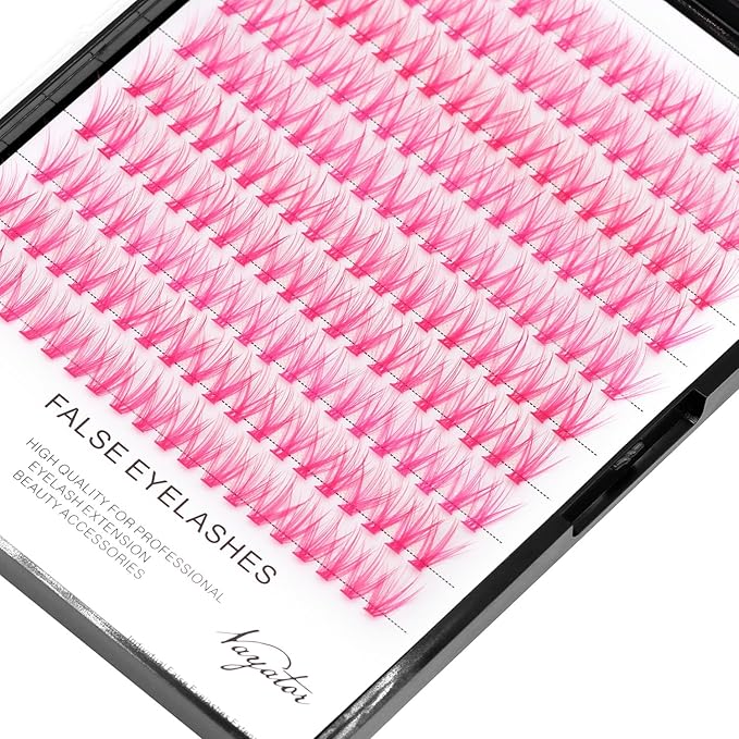 →VAYATOR False Eyelashes 3Styles D Curl 10-18mm 200Pcs To Choose Lashes Extensions Cluster Individual Lash Extensions Reusable False Eyelashes Easy Grafting （Pink-D Curl-18mm）