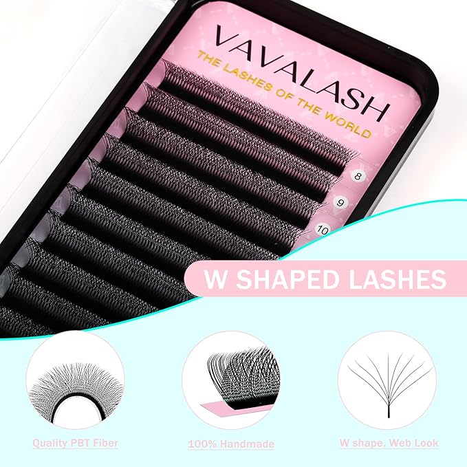 VAVALASH 8D W Shape Eyelash Extension 8D Premade Fans 0.07 D Curl Volume Lash Extensions Easy Fanning False Lashes Matte Black Volume Premade Cluster W Lashes(W Shaped-8D-0.07-D-8-15mm）