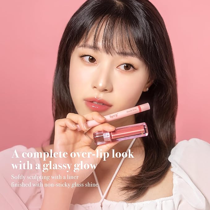 Epielle x herg Over Lip Glow Duo Lip Liner & Lip Tint, Soft Sculpting and Non-Sticky Glass Shine Korean Lip Liner Set, Moody Rose & Rosy Dusk