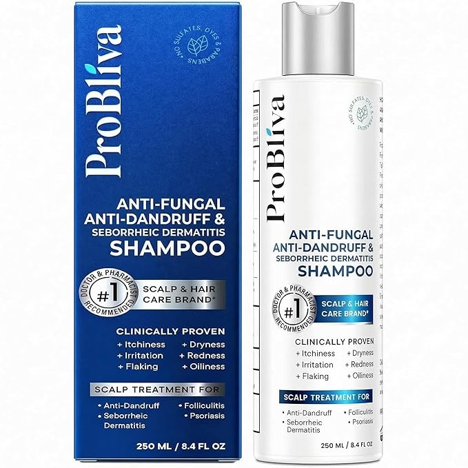 ProBliva Balanced Antifungal Shampoo – Scalp Treatment for Seborrheic Dermatitis, Dandruff, Flakes, Itch & Dryness – Zinc Pyrithione 1% & Salicylic Acid 2% Dual-Action for Fungus & Buildup (8.4 fl oz)