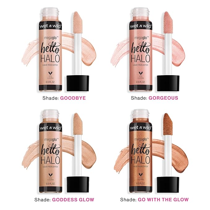 wet n wild MegaGlo Hello Halo Liquid Highlighter Makeup, Shimmer, Glow Halographic