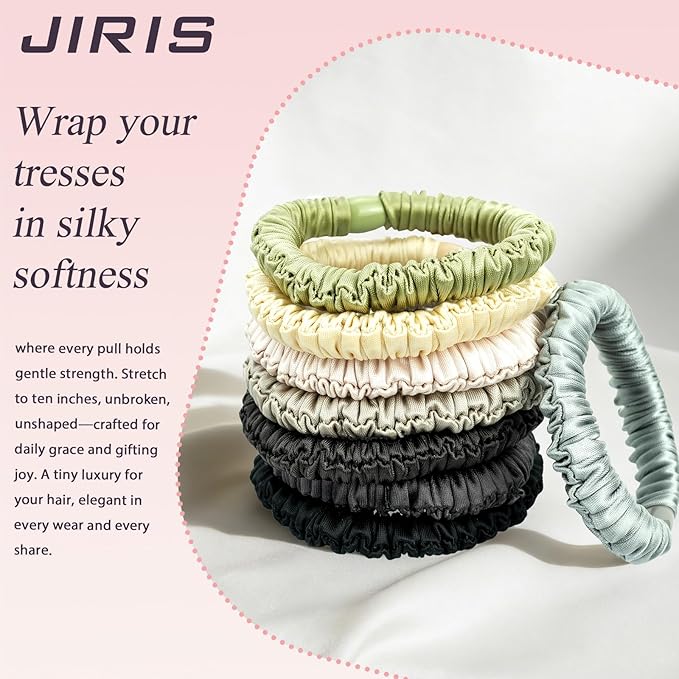 Silk Satin Hair Scrunchies for Women, 8 Pack 8-Color, No Crease, Frizz Control & Hair Breakage Reduction, Soft Hair Ties for All Hair Types, Elastic Hair Accessories for Daily Wear & Gift